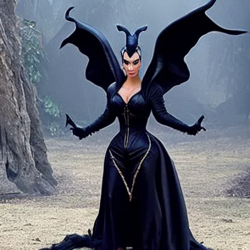 Image similar to A still of Kim Kardashian as Maleficent