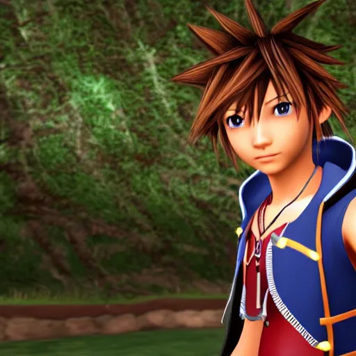 Prompt: Sora from Kingdom Hearts,CG,cutscene