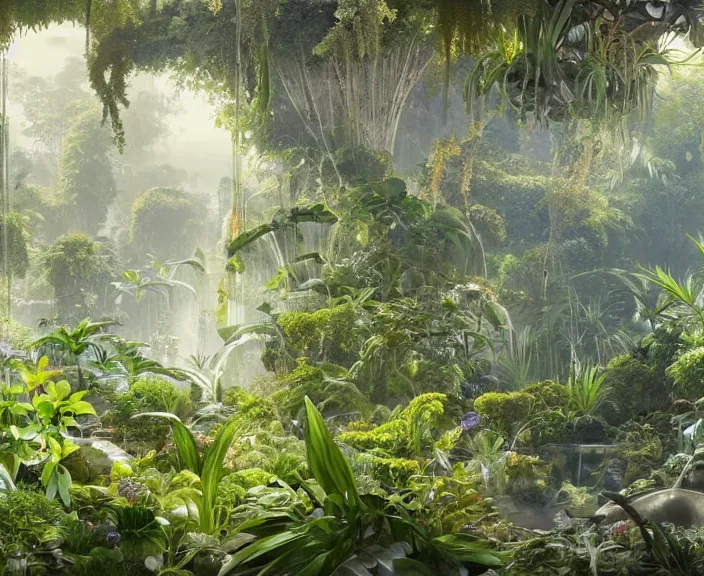 Prompt: transparent clear see - through picture of bacteria, lush botany, orchids, ferns, garden environment, ultra realistic, concept art, art nouveau, photorealistic, octane render, 8 k, unreal engine. art by gustave dore and nori inoguchi and sam kaplan and zachary goulko and christopher marley and artgerm and alphonse mucha