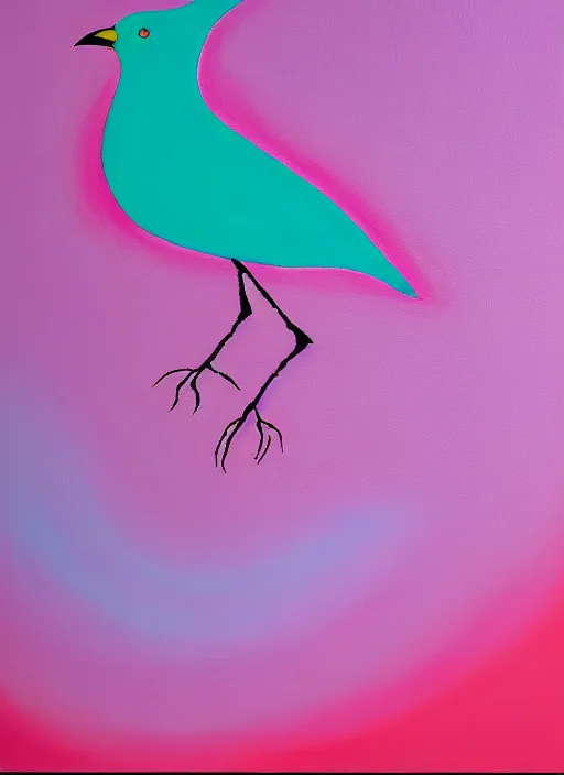 Image similar to a close up of a bird on a pink background, an airbrush painting by ronnie landfield, dribble, lyrical abstraction, airbrush art, ultrafine detail, matte background