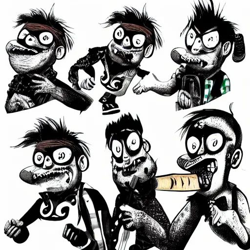 Image similar to punk rock bananas, cartoon, trending on art station