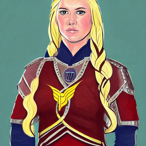 Prompt: portrait of viking shield maiden in starfleet uniform, by greg ruthkowski