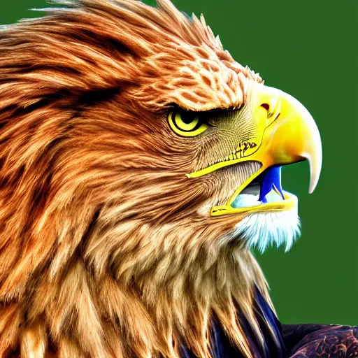 Image similar to profile of an eagle lion hybrid, bold natural colors, masterpiece, trending on artstation, photograph