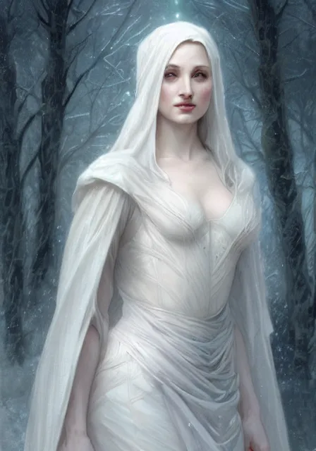 Prompt: sansa angeline jolie gessica chastain white snow skin, intricate, elegant, highly detailed, digital painting, artstation, concept art, smooth, sharp focus, illustration, art by artgerm and greg rutkowski and alphonse mucha and william - adolphe bouguereau