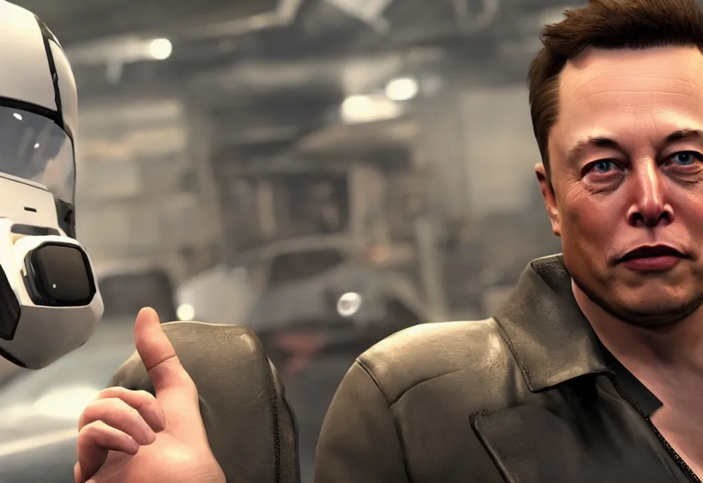 Image similar to elon musk in the video game in gta 5, gameplay screenshot, close up, 3 d rendering. unreal engine. amazing likeness. very detailed.