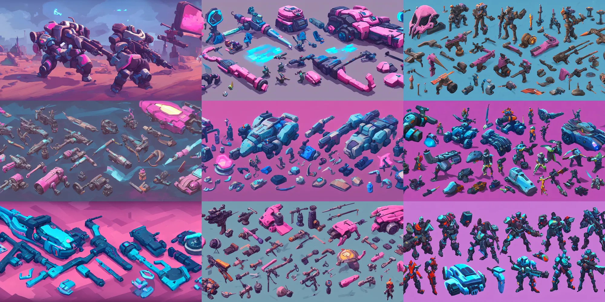 Prompt: game asset of hardware and vehicles, in gouache detailed paintings, props, stylized, 2 d sprites, kitbash, arcane, overwatch, blue and pink color scheme, 8 k, close up