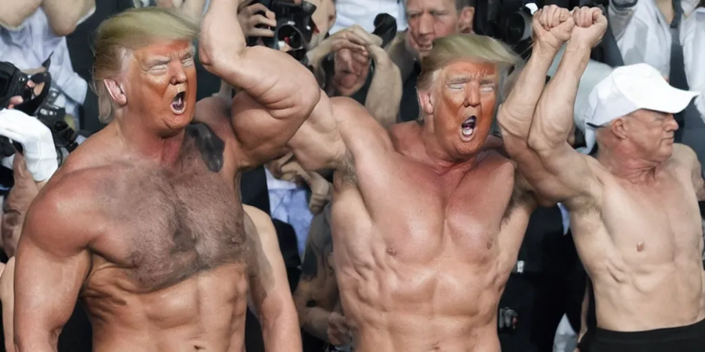 Image similar to trump, muscular, oiled