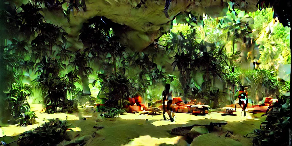 Prompt: a tropical cave that renovate as a luxury interior by syd mead, frank frazetta, ken kelly, simon bisley, richard corben, william - adolphe bouguereau