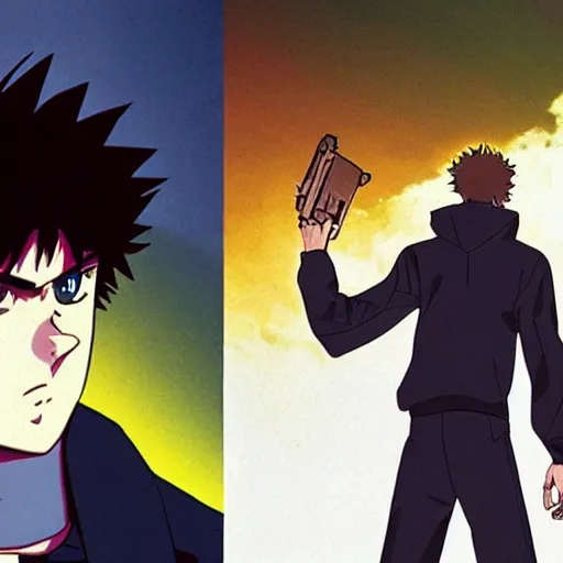 Image similar to spike spiegel wearing techwear, anime