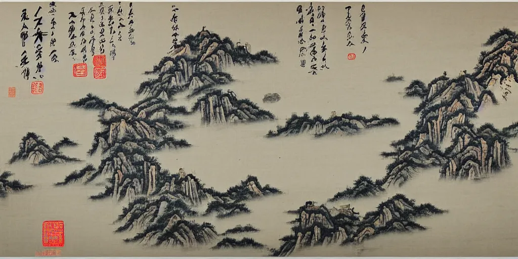 Image similar to Shanghai, ancient chinese painting style