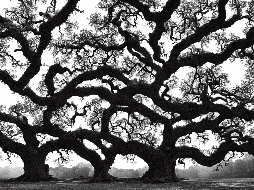 Image similar to the very beautyful highly detailed gravure of the large oak tree