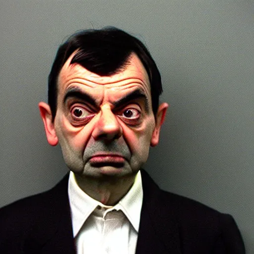 Prompt: mr bean mugshot