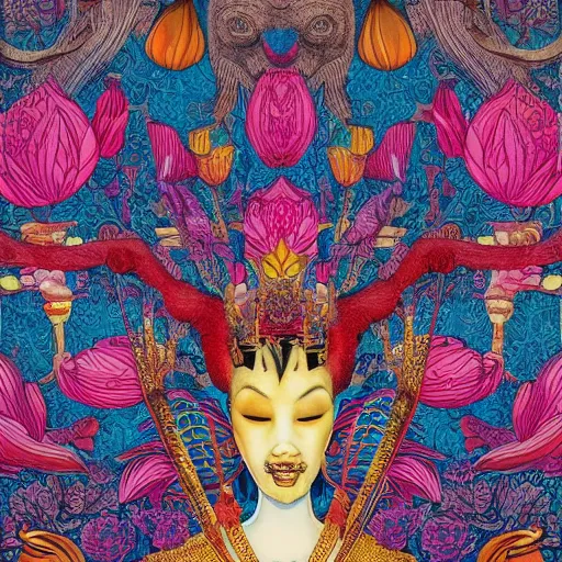 Image similar to juggle Gilded lotus princess oriental, james jean