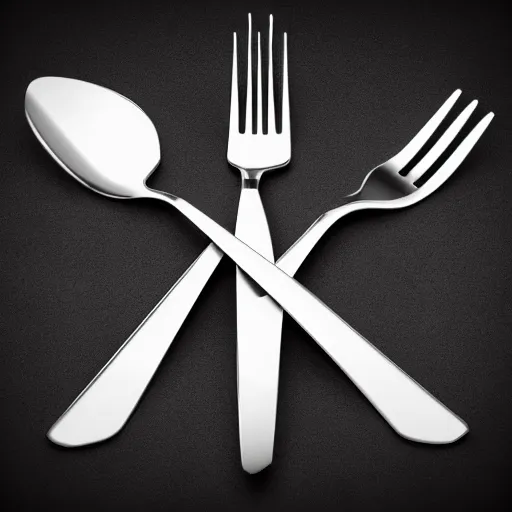 Prompt: gamer fork and knife set by razor, photorealistic, 4k, black background