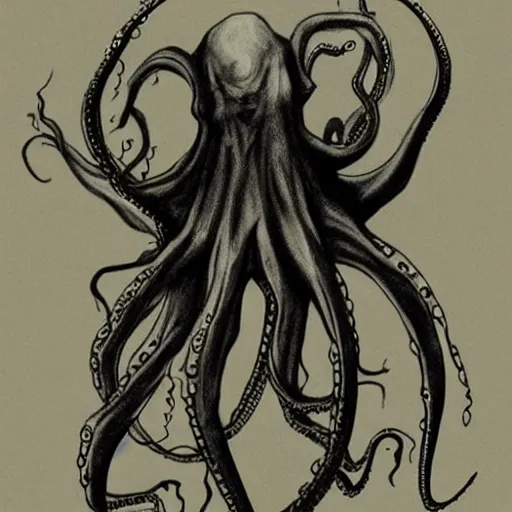 Prompt: grunge drawing of an octopus in the style of the grudge | horror themed