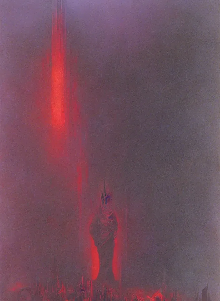 Image similar to the blind liberty of the few, red and purple palette, volume light, fog, by ( h. r. giger ) and paul lehr