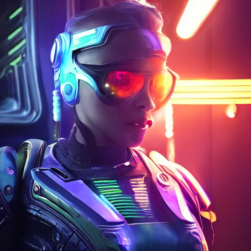 Image similar to high quality portrait of Nova from starcraft in a cyberpunk cyberpunk cyberpunk cafe, realism, 8k, award winning photo