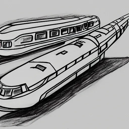 Prompt: bad child drawing of a space train