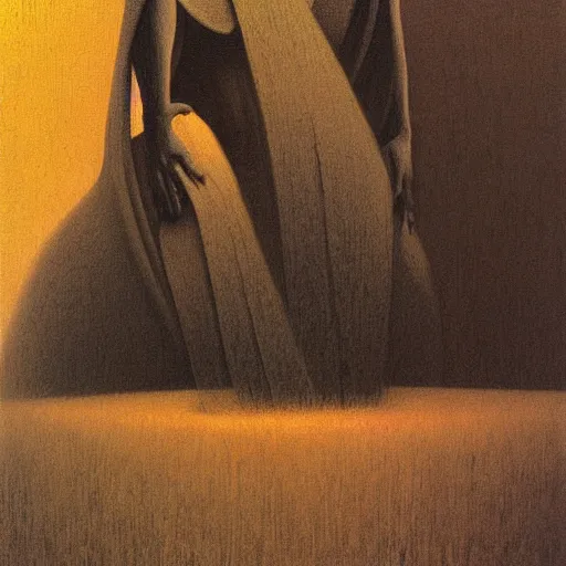 Prompt: priest by Zdzisław Beksiński, oil on canvas