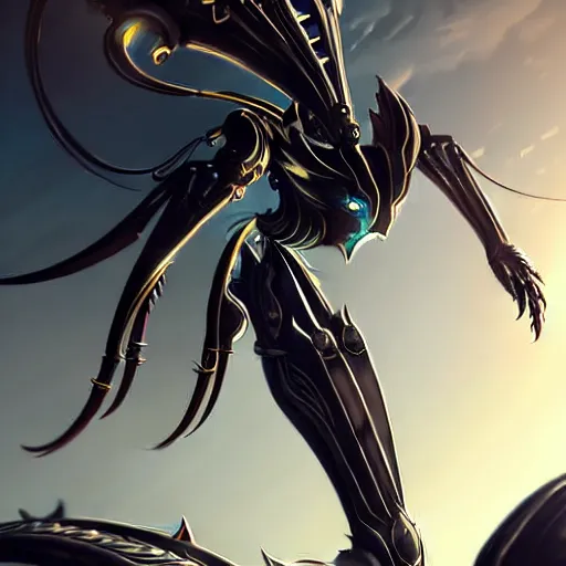 Image similar to highly detailed exquisite warframe fanart, worms eye view, looking up at a 500 foot tall beautiful saryn prime female warframe, as a stunning anthropomorphic robot female dragon, sleek smooth white plated armor, unknowingly walking over you, giant claws loom, you looking up from the ground between the robotic legs, detailed legs towering over you, proportionally accurate, anatomically correct, sharp claws, two arms, two legs, robot dragon feet, camera close to the legs and feet, giantess shot, upward shot, ground view shot, leg and thigh shot, epic shot, high quality, captura, realistic, professional digital art, high end digital art, furry art, macro art, giantess art, anthro art, DeviantArt, artstation, Furaffinity, 3D, 8k HD render, epic lighting