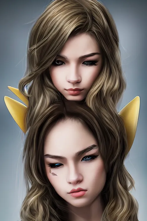 Image similar to heroine, beautiful, female pikachu, ultra detailed, digital art, 8 k, character, realistic, portrait, hyperrealistic