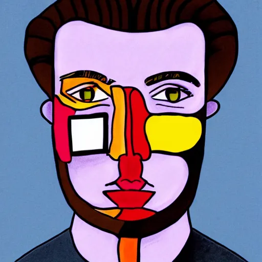 Prompt: medical drawing of a man with colorful optical illusions on his face