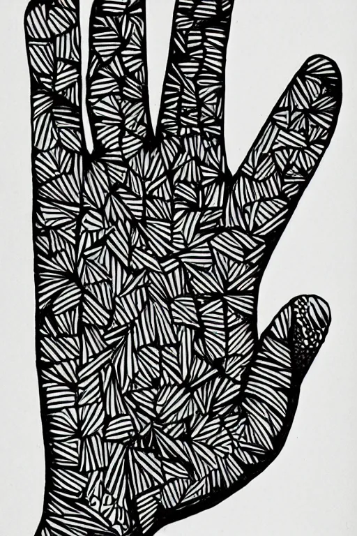 Prompt: a drawing of a hand with a pattern on it, an abstract drawing by max gubler, instagram contest winner, funk art, childs drawing, art on instagram, myportfolio