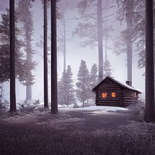 Image similar to a cabin in the woods, octane render