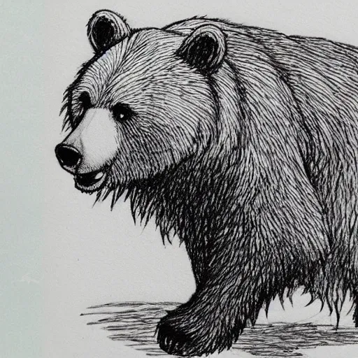 Image similar to a bear drawn by studio ghibli, hayao miyazaki