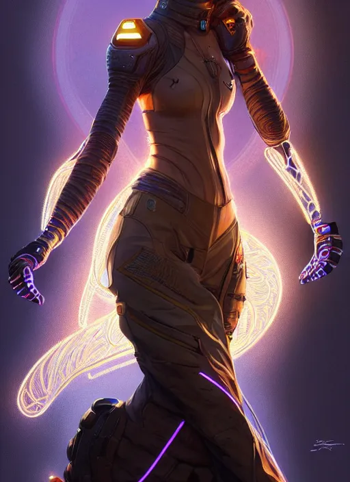 Image similar to portrait of apex legends gigi hadid, intricate, elegant, glowing lights, highly detailed, digital painting, artstation, glamor pose, concept art, smooth, sharp focus, illustration, art by artgerm and greg rutkowski, artey freytag