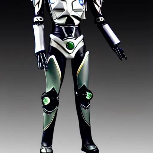 Image similar to Biomechanical Kamen Rider, glowing eyes, daytime, grey rubber undersuit, Guyver Dark Hero inspired armor