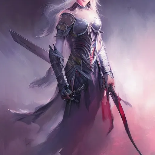 Image similar to portrait girl with armor in style of ghost blade by wang ling, wlop