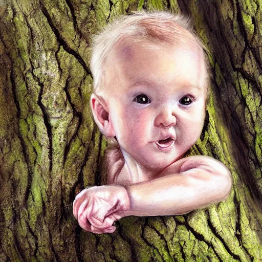 Image similar to baby on a tree, photorealistic, detailed