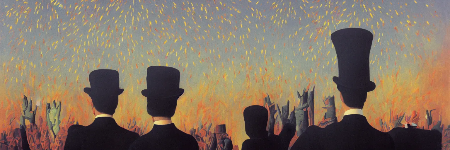 Prompt: fireworks painting magritte