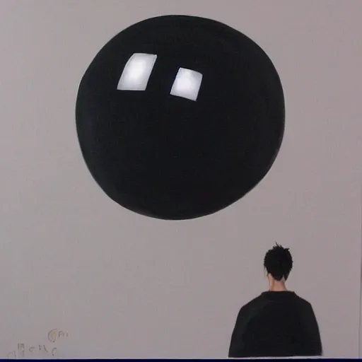 Image similar to realistic painting of the black sphere from gantz