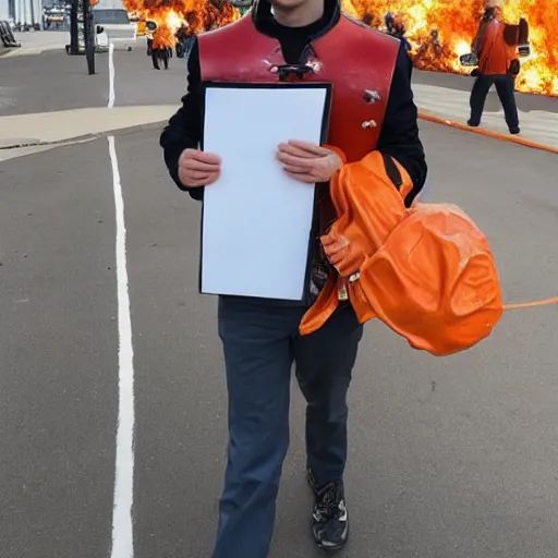 Image similar to nathan fielder walking around hell!!!!!! with a clipboard painted by lorenzo de'medici