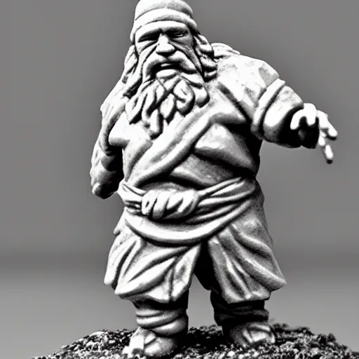 Image similar to aplastic miniature for an RPG game: a dwarf. unpainted. a photograph