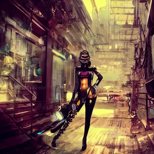 Image similar to concept art of asian female supermodel with robotic mask. steampunk vr googles. futuristic tokyo. anime and manga. comic style. artstation concept art, matte painting. ambient and neonoir mood.