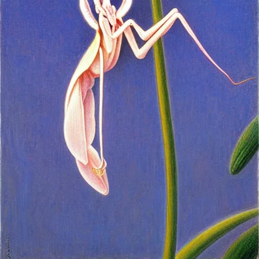 Image similar to orchid mantis by Jean Delville