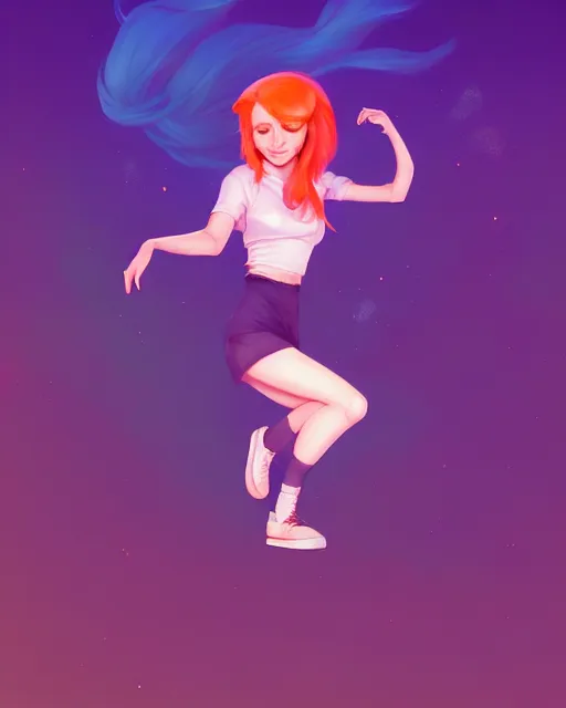 Image similar to a portrait of a beautiful full body Hayley Williams on stage smiling and dancing, art by lois van baarle and loish and ross tran and rossdraws and sam yang and samdoesarts and artgerm, digital art, highly detailed, intricate, sharp focus, Trending on Artstation HQ, deviantart, unreal engine 5, 4K UHD image