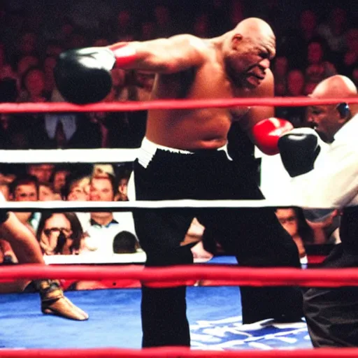 Image similar to “Mike Tyson fighting a bear in a boxing ring, 4k photograph, award winning”