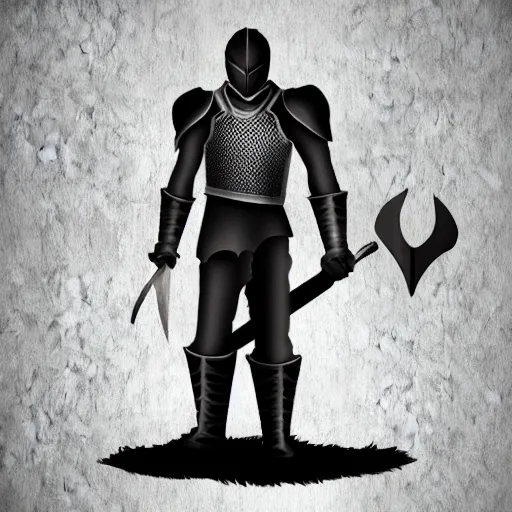 Image similar to black man knight with sword symmetrical realistic fantasy on white bear