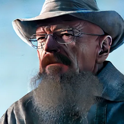 Image similar to still of walter white as gandalf the white