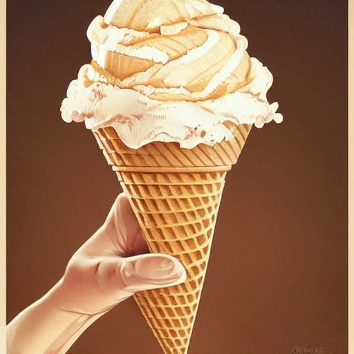 Image similar to Stylised and coloured Lineart of an icecream cone with three scoops of icecream stacked on top, highly detailed, digital pencil painting, artstation, concept art, crisp, sharp focus, illustration, art by artgerm and greg rutkowski and alphonse mucha