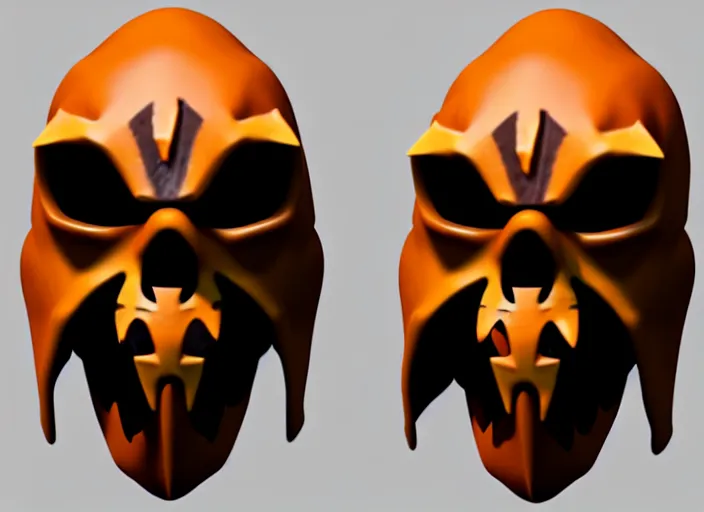 Image similar to hooded skull, with oni face mask, stylized stl, 3 d render, activision blizzard style, hearthstone style, crash bandicoot artstyle