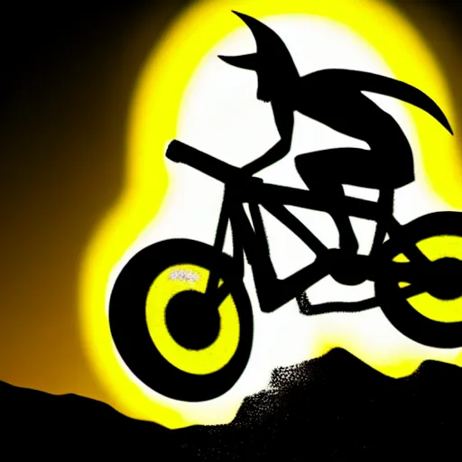 Prompt: portrait of ghost rider driving a rockrider mountain bike, dramatic lighting, realistic