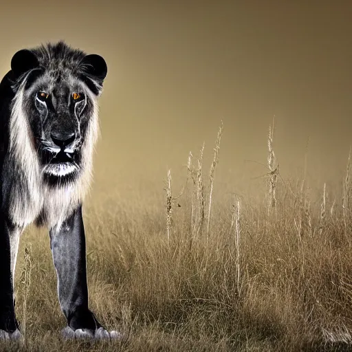 Image similar to ultra realistic photograph from a black lion