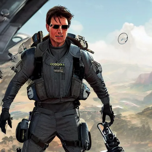 Image similar to tom cruise as an apex legends character