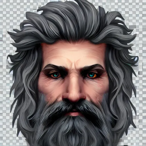 Prompt: middle aged bearded male druid gray skin pointy ears with vines as hair artstation