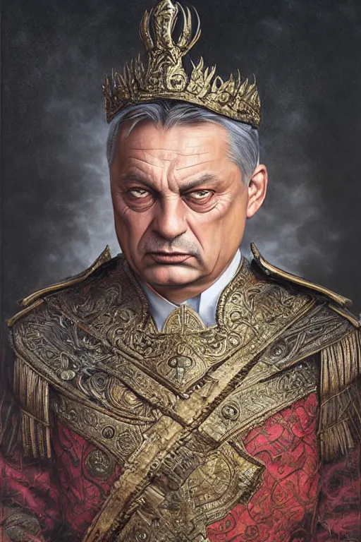 Image similar to id photo of a viktor orban in emperor outfit, art by tomasz alen kopera